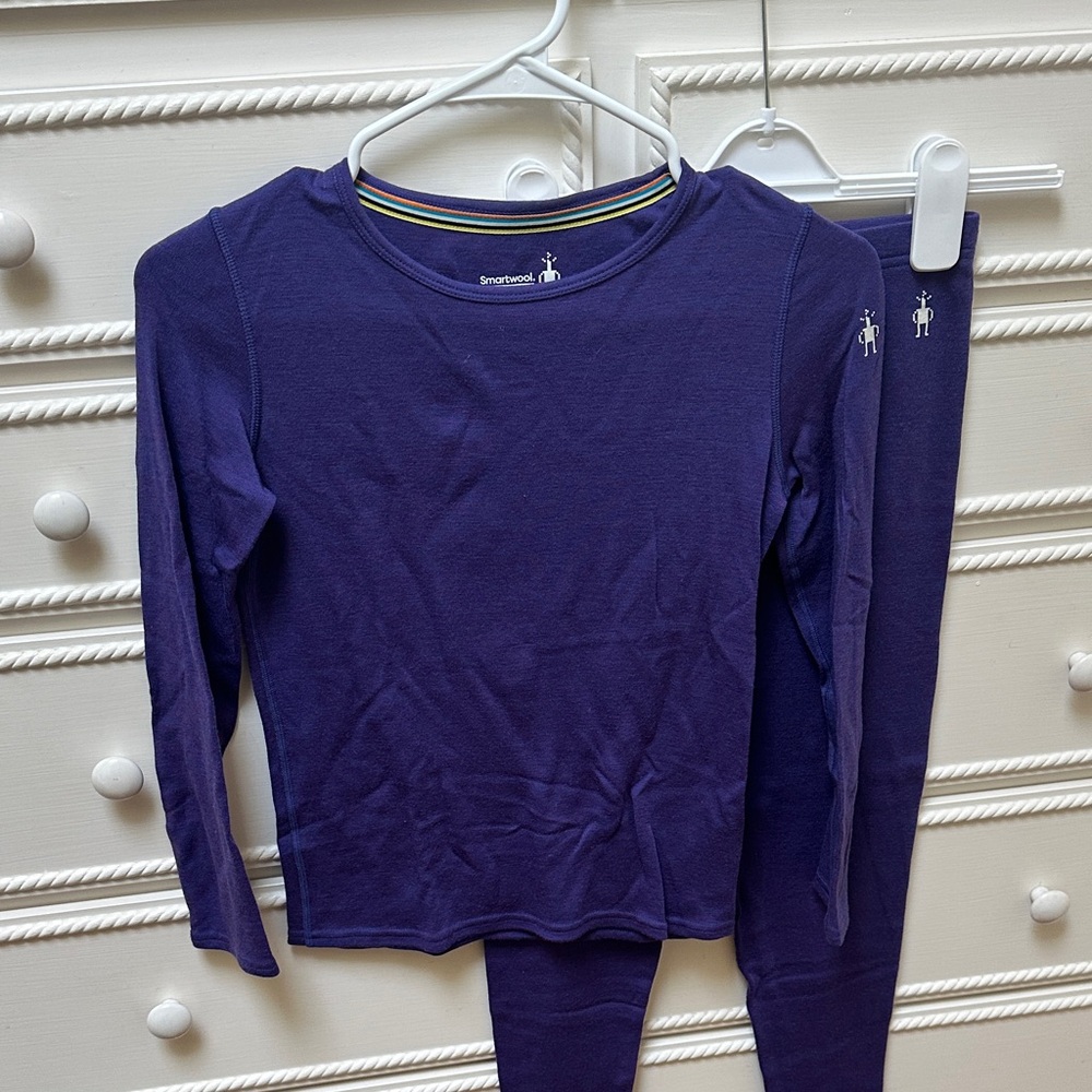 Smartwool Kids' Thermal Marino Wool Long Sleeve Shirt and Pants Baselayer Set